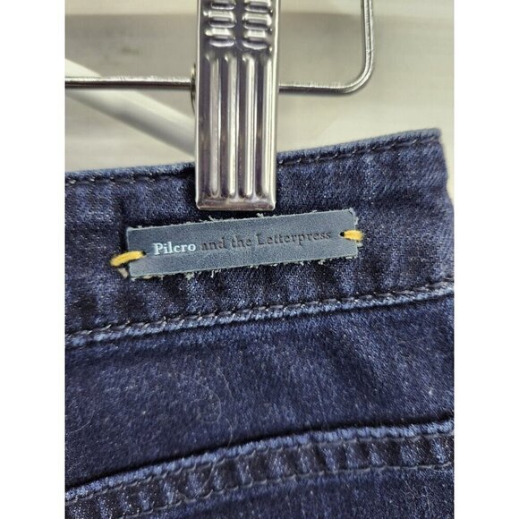 Pilcro & Letterpress Superscript Hi Rise Flare Leg Dark Wash Denim Jean 27 - Picture 3 of 13